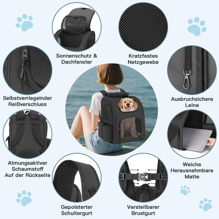 Haustier-Rucksack Oxford bis 10 kg für Hund und Katze - Bild 4