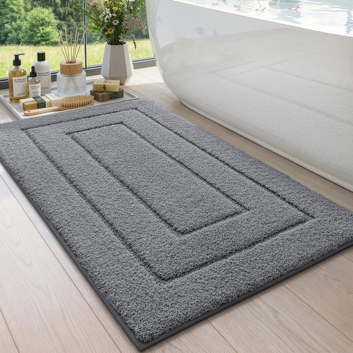Badematte Mikrofaser rutschfest Grau 60x110 cm