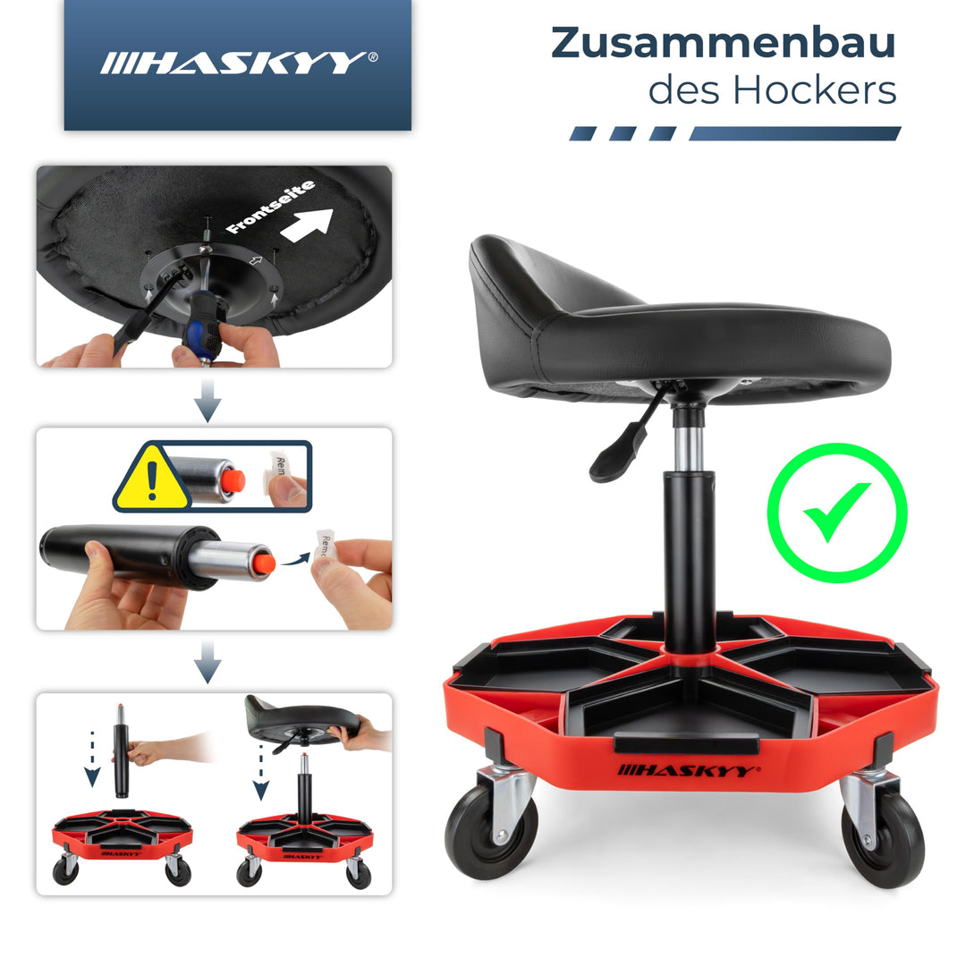 Werkstatthocker mit Rückenlehne höhenverstellbar 43–58 cm bis 150 kg - Bild 3