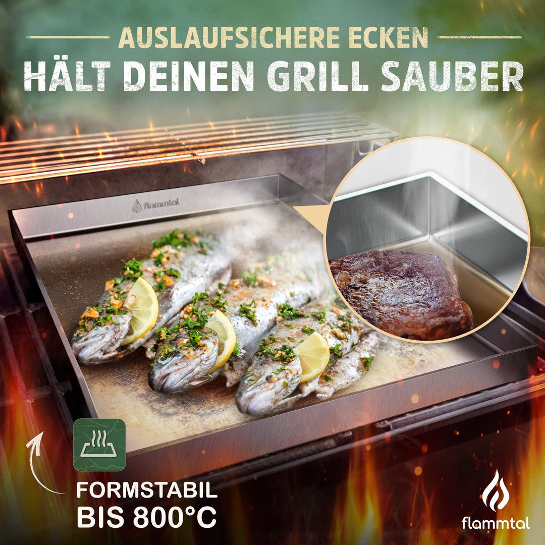 Plancha Grillplatte Edelstahl 4mm 40x30cm mit Grillspachteln - Bild 3