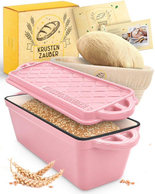 Kastenform Gusseisen mit Deckel und Gärkörbchen zum Brotbacken