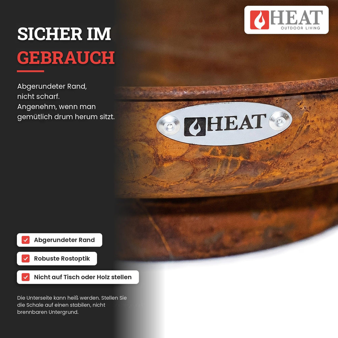 Feuerschale Stahl 60 cm Rostoptik für Garten und Terrasse - Bild 4