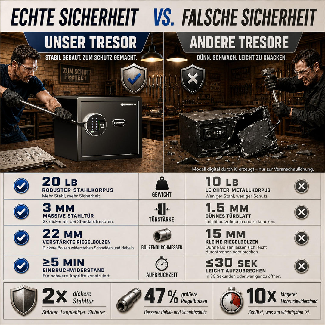 Tresor mit Fingerabdruck 22L biometrisch 4-fach-Zugang 42mm-Tür - Bild 6