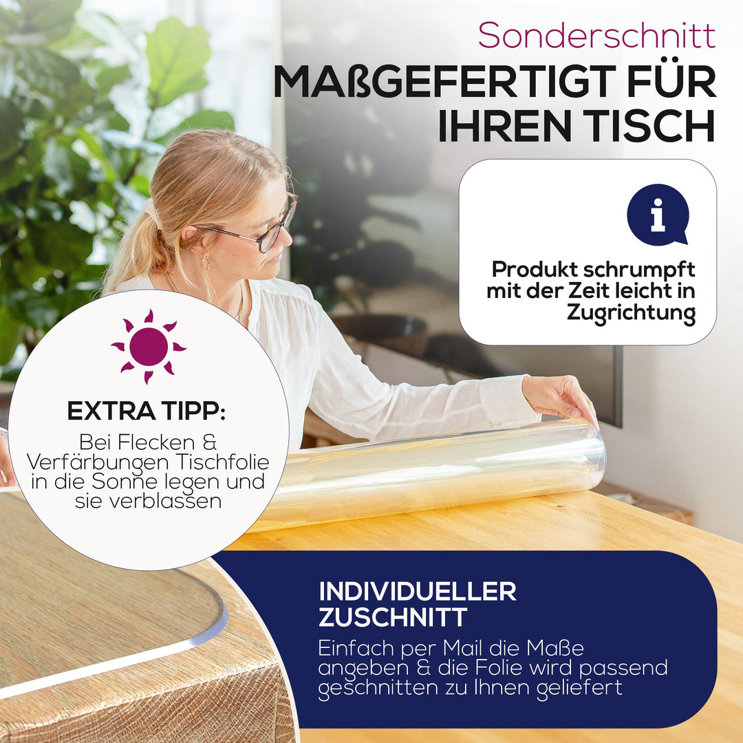 Tischdecke transparent 90x180 cm PVC 2 mm mit V-Kante - Bild 4