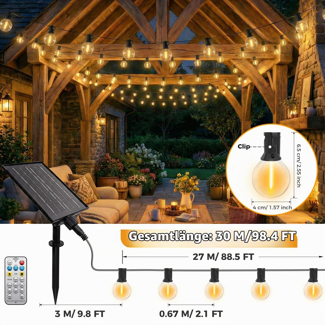 Solar Lichterkette Outdoor 30m G40 Warmweiss mit Fernbedienung - Bild 6