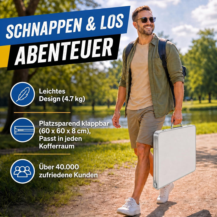 Klapptisch Aluminium 120x60 cm höhenverstellbar 3-fach weiss - Bild 6