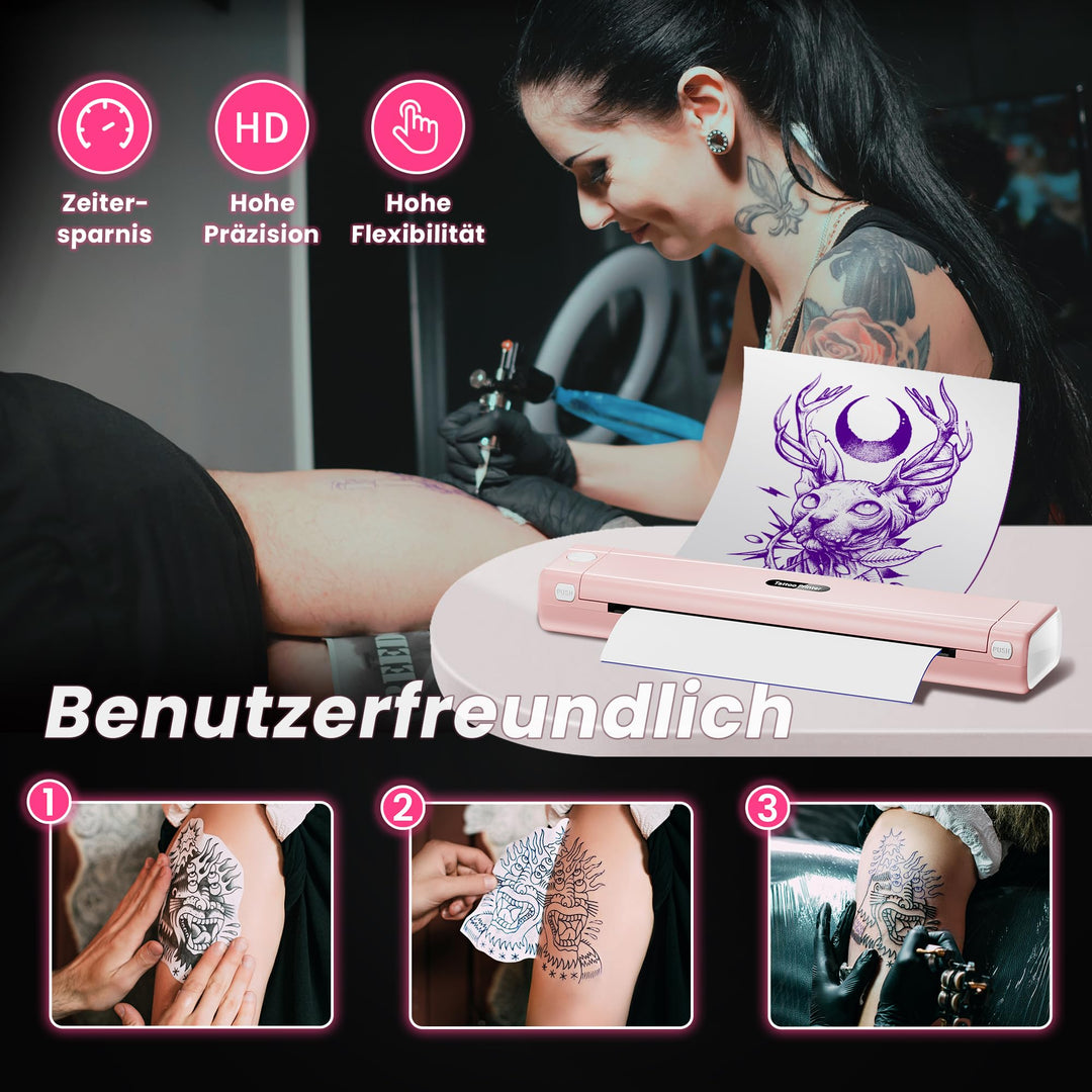 Tattoo Schablonen Drucker Bluetooth Thermaldruck Rosa 1200mAh - Bild 5