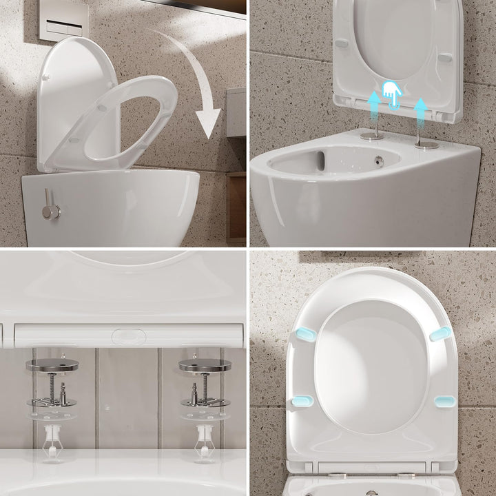 Hänge-WC spülrandlos mit Bidet-Düse Kalt-Warm Wasser Wandmontage - Bild 6