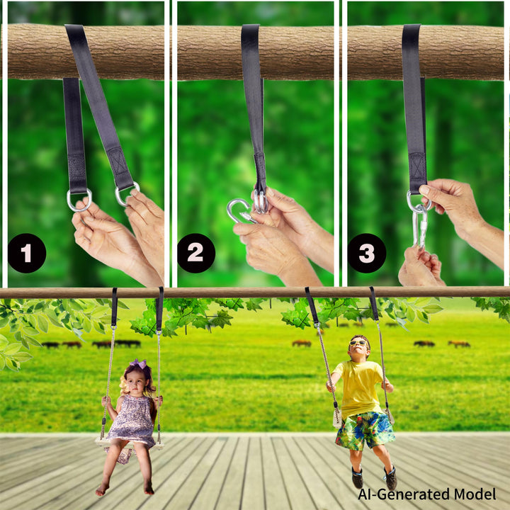 Holzschaukelsitz mit Hanfseil höhenverstellbar für Kinder ab 4 - Bild 3