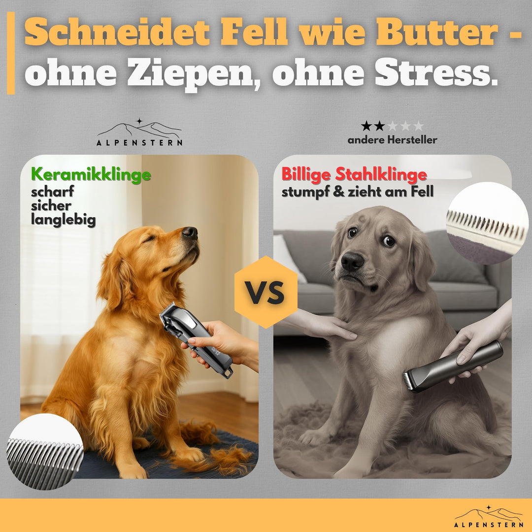 Tierschermaschine leise Keramikklinge 3h Akku für Hund Katze Pferd - Bild 4
