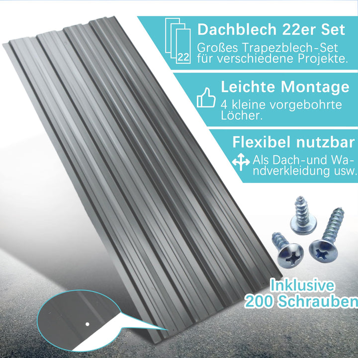 Trapezblech Set 22-teilig verzinkter Stahl 10,12m² für Carport Gartenhaus - Bild 3