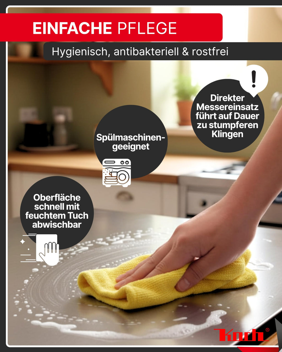 Arbeitsplatte Edelstahl 70x54 cm mit Anschlagkante Schneidebrett - Bild 7
