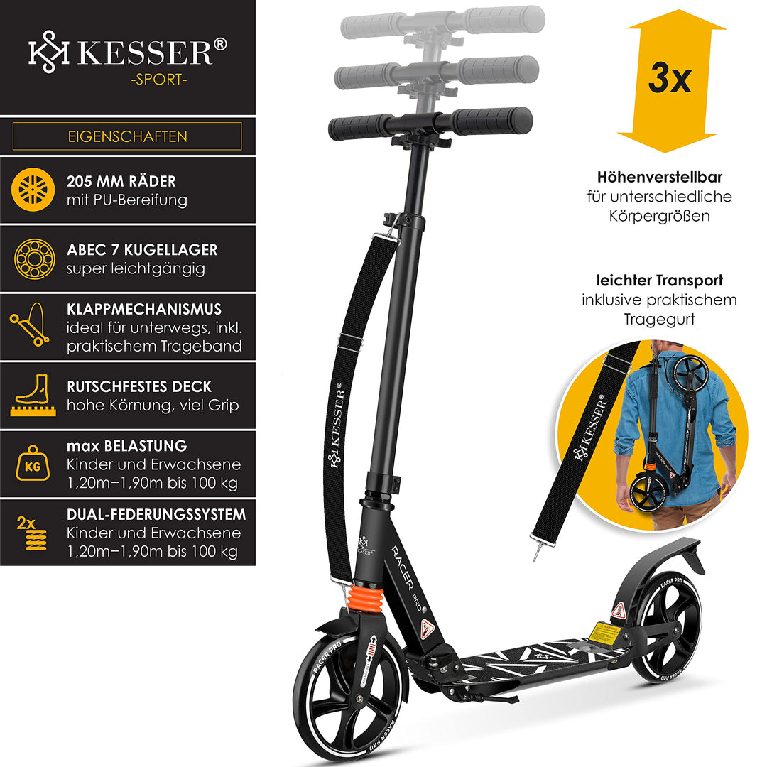 Cityroller Erwachsene Aluminium 205mm PU-Räder klappbar bis 100kg - Bild 2