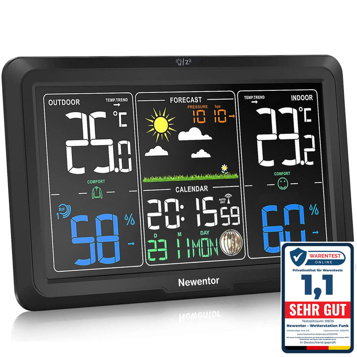 Wetterstation Funk mit Aussensensor DCF-Uhr 330° Ablesbarkeit
