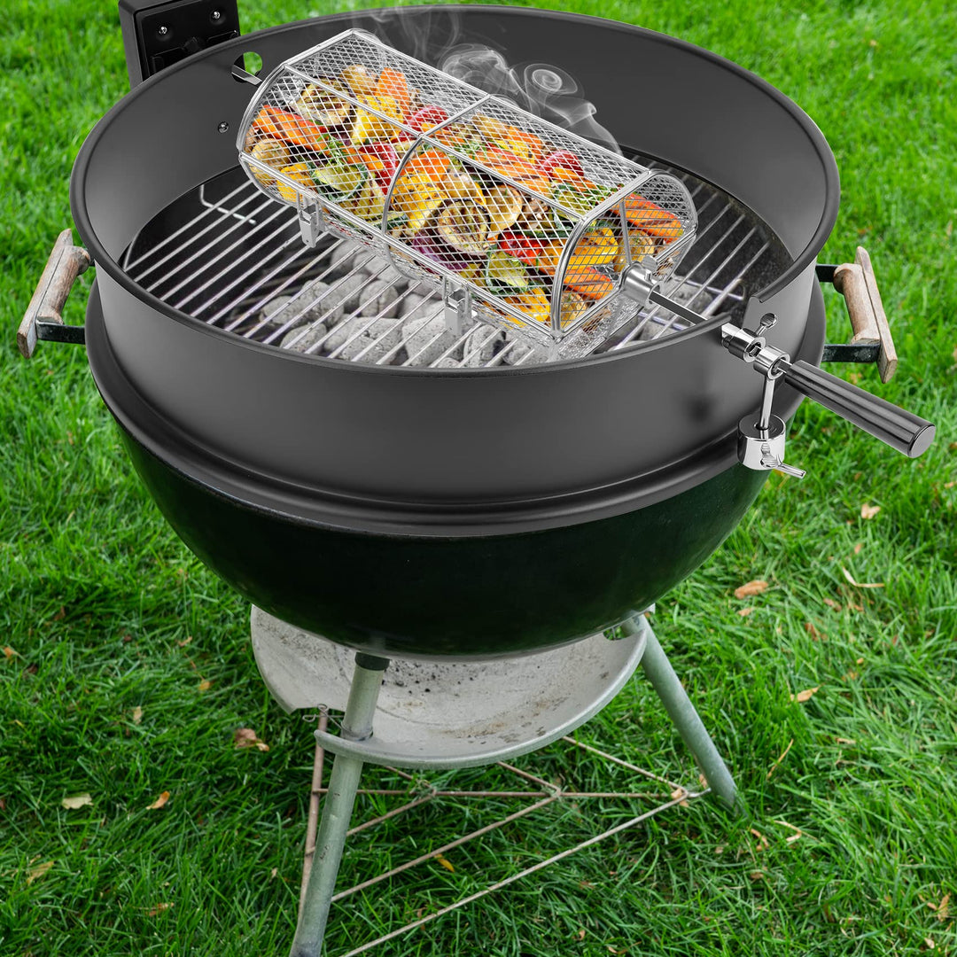 Grillkorb Drehspieß Edelstahl universal für Rotisserie-Grill - Bild 6