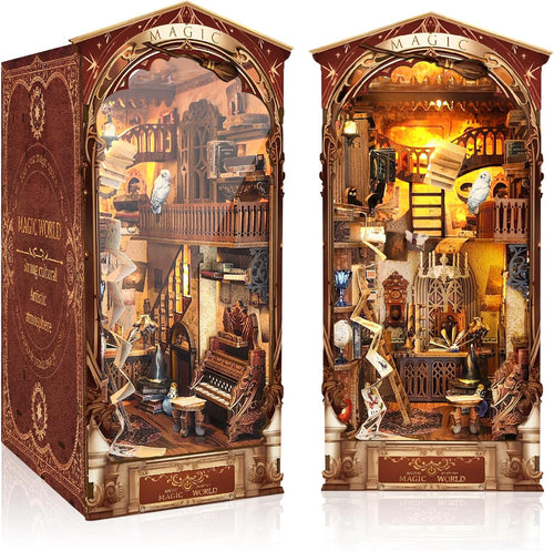 Book Nook Bausatz Magische Welt mit LED-Licht und Staubschutz