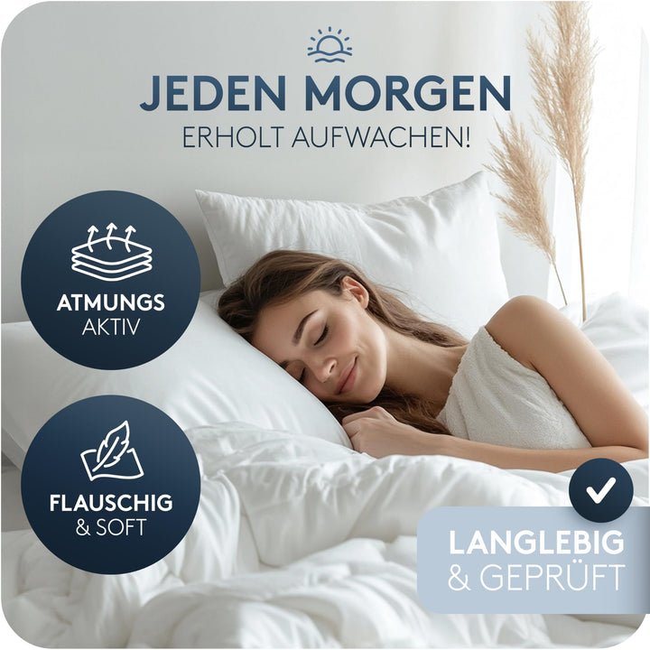 Daunenkissen 80x80 3-Kammer 90% Daunen mittelfest waschbar - Bild 6