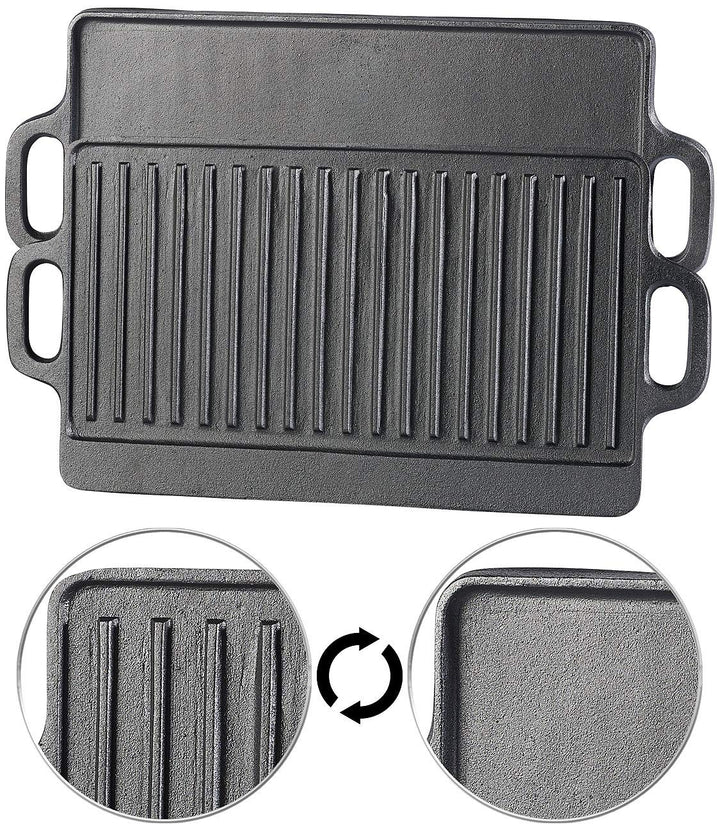 Gusseisen Grillplatte Wende-Set 2-teilig 46x23 cm für Grill und Ofen - Bild 2