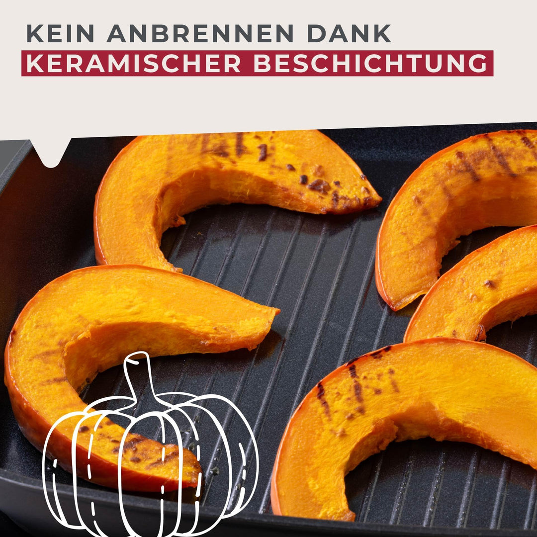 Grillpfanne Aluminium Ø 28 cm Keramikbeschichtung PFAS-frei Orange - Bild 4