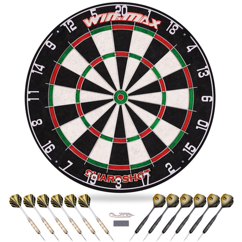Steeldart Set Sisal Dartscheibe 45 cm mit 12 Pfeilen und 24 Flights