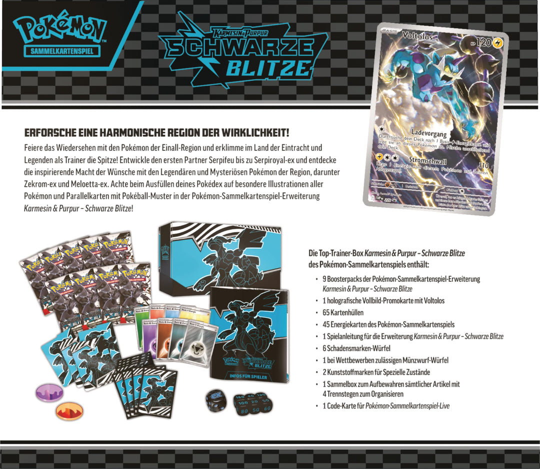 Pokémon Sammelkartenspiel Top-Trainer-Box Schwarze Blitze 9 Packs - Bild 4