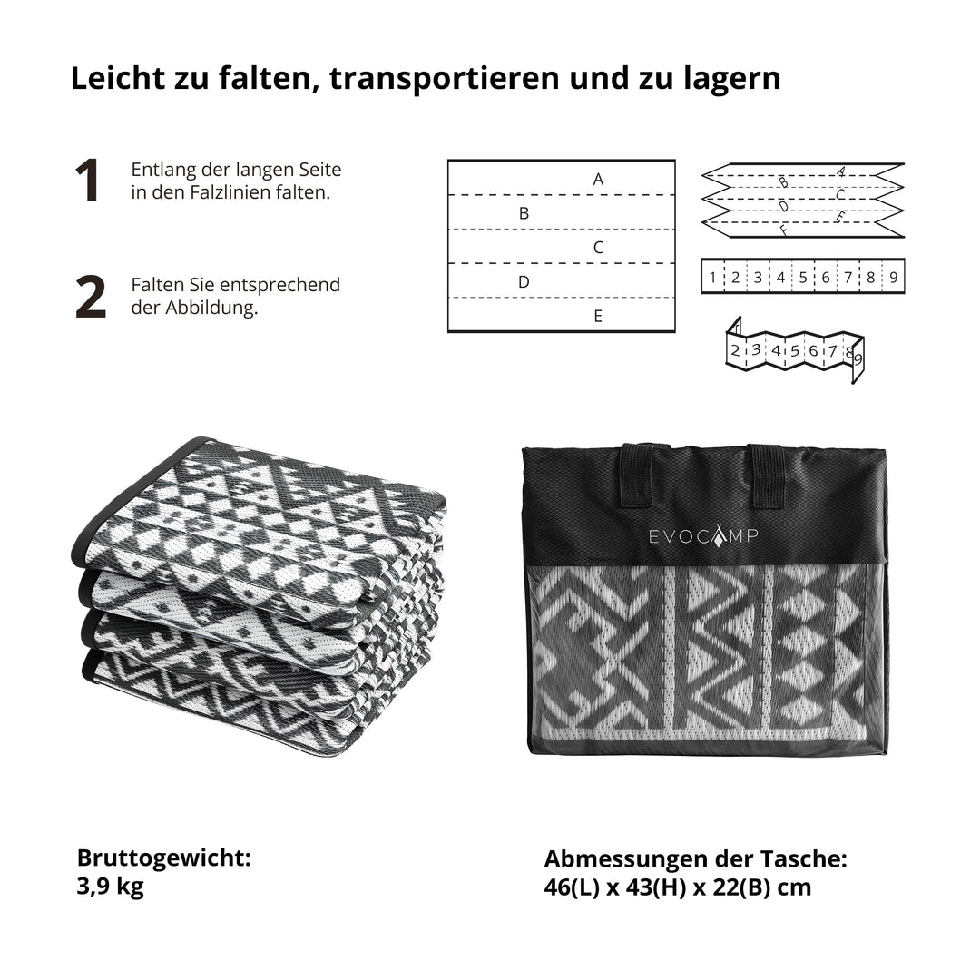 Outdoor Teppich 250x400 cm Polypropylen wetterfest faltbar mit Tasche - Bild 5
