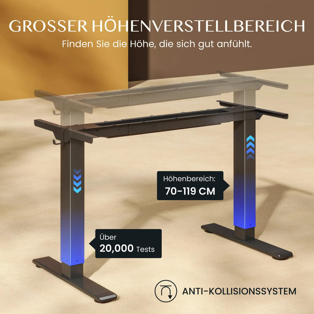 Schreibtisch-Gestell höhenverstellbar Doppelmotor 70–119 cm Home Office - Bild 5