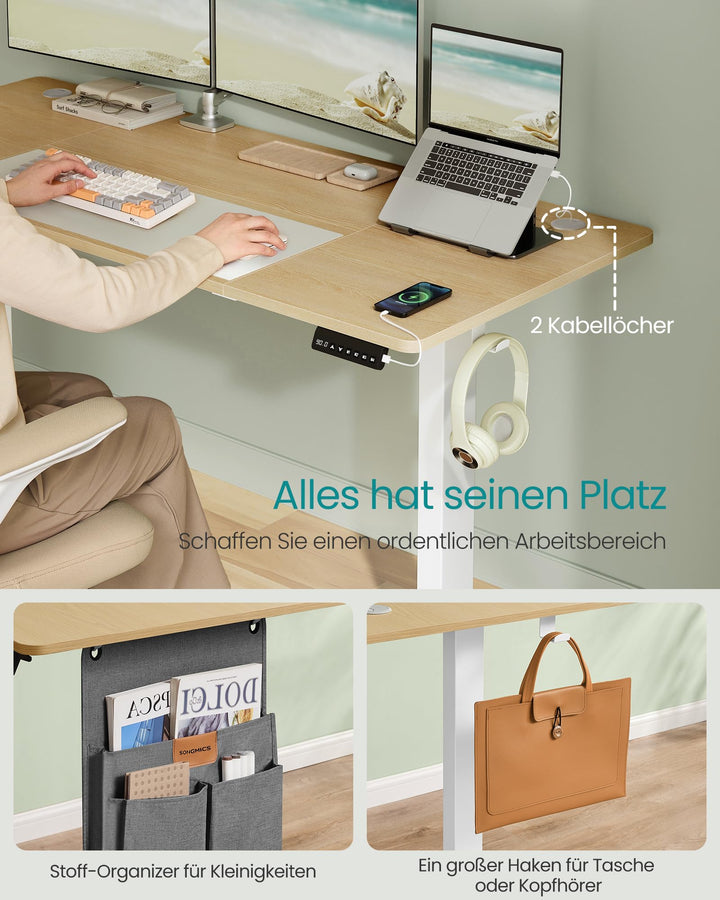 Höhenverstellbarer Schreibtisch 160x70 cm elektrisch Goldeiche - Bild 6