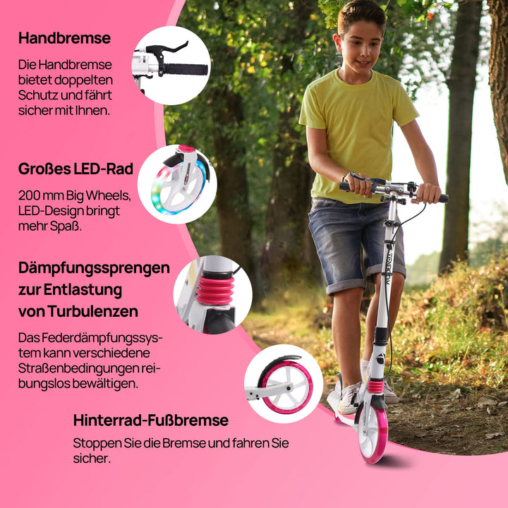 Klapproller Erwachsene &amp; Kinder höhenverstellbar mit LED-Rädern - Bild 2