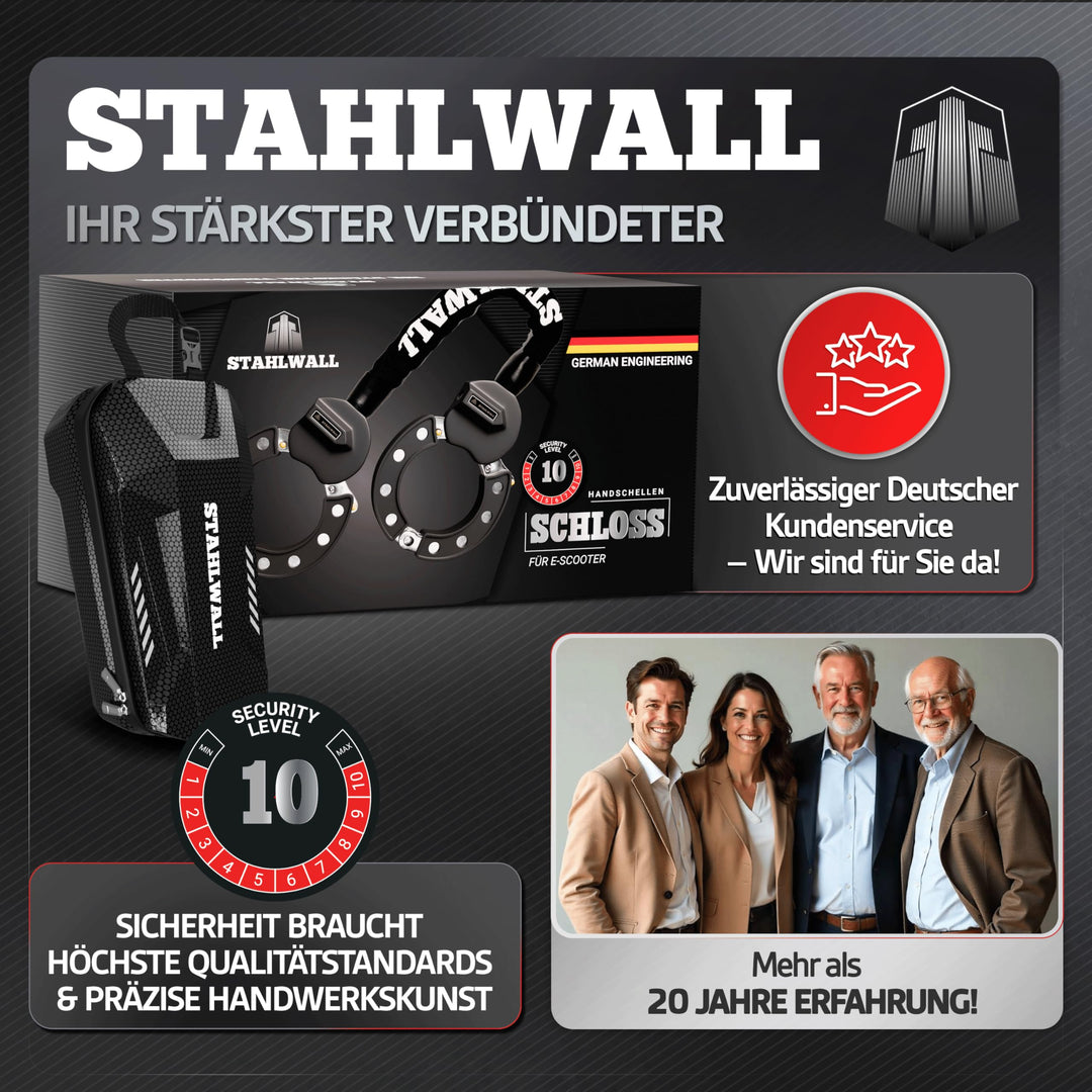 E-Scooter Schloss Handschellen-Design 8mm Stahl mit Tasche - Bild 7