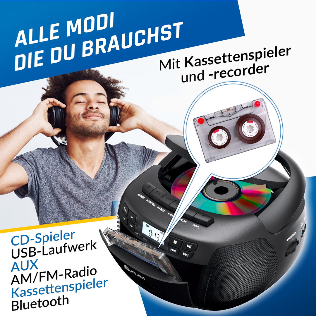 Boombox mit CD-Player, Kassette, Radio &amp; Bluetooth 5.1 - Bild 3