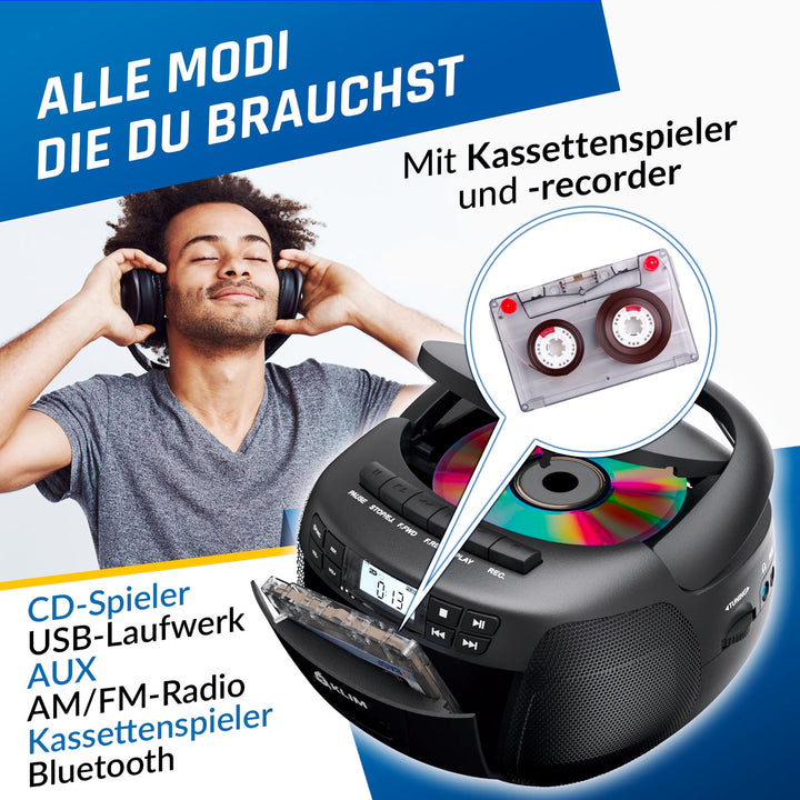 Boombox mit CD-Player, Kassette, Radio &amp; Bluetooth 5.1 - Bild 3