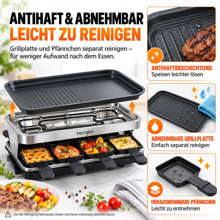 Raclette Grill 8 Pfännchen Antihaft 1500W für 4-8 Personen - Bild 6