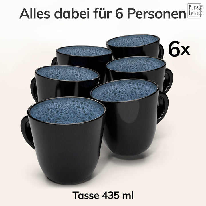 Steingut Geschirrset 24-teilig für 6 Personen Graublau Matt - Bild 5
