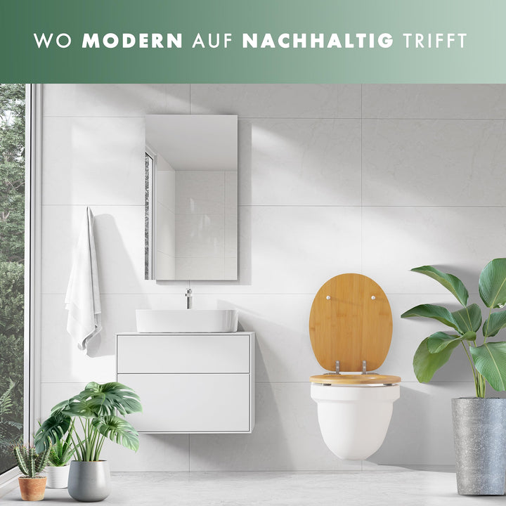 WC Sitz Bambus oval mit Absenkautomatik &amp; Quick-Release - Bild 7