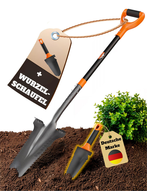 Wurzelspaten Set mit Sägehaufe und Blumenkelle, Carbonstahl
