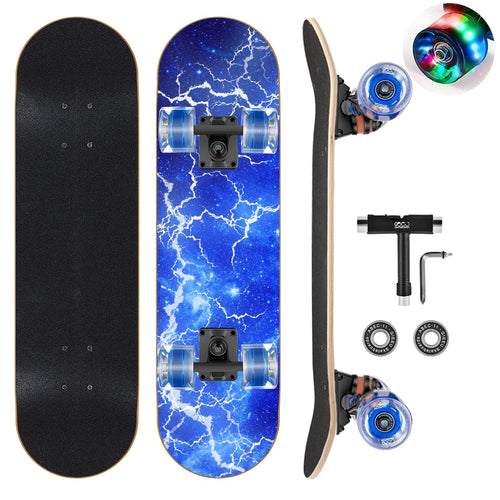 Skateboard mit blinkenden Rädern 9-Schicht Ahorn 80x20 cm bis 100 kg