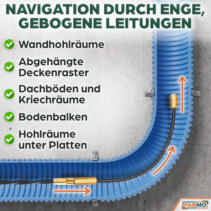 Kabeleinziehhilfe 30m PET-Zugdraht 4mm mit 5 Adaptern für Leerrohre - Bild 6