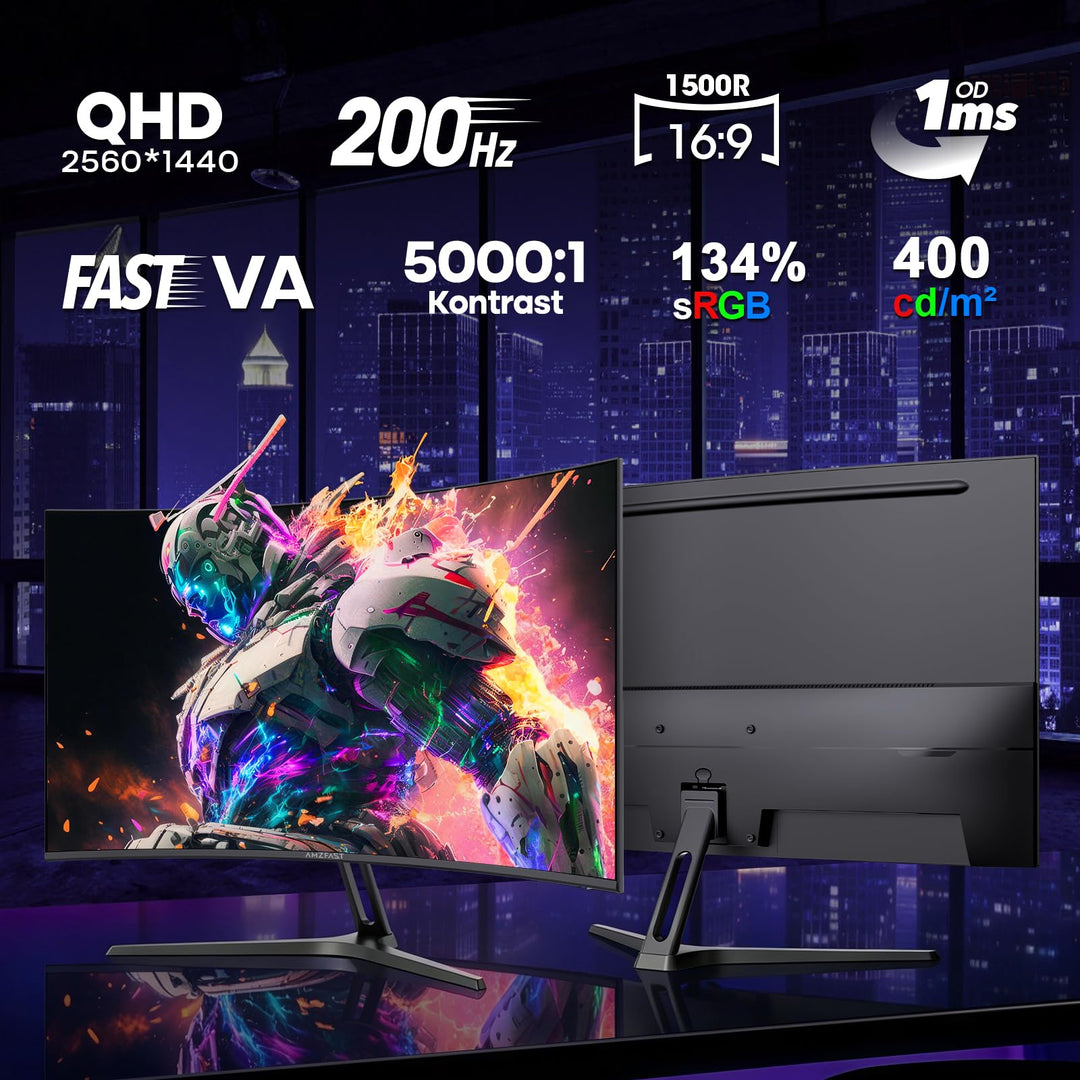 Curved Gaming Monitor 27 Zoll QHD 2560x1440 200Hz 1ms - Bild 2