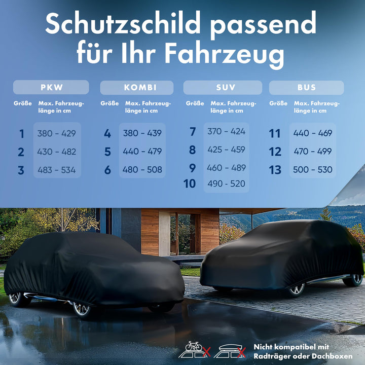 Autoplane Vollgarage wasserdicht PEVA Vlies Ganzjahresschutz schwarz - Bild 5