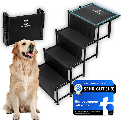 Hundetreppe Auto klappbar bis 60 kg mit Sicherheitsstufe fuer grosse Hunde