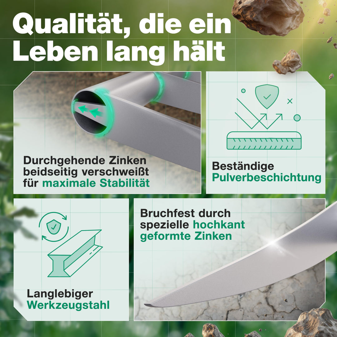 Doppelgrabegabel 5 Zinken Werkzeugstahl für Bodenlockerung - Bild 5