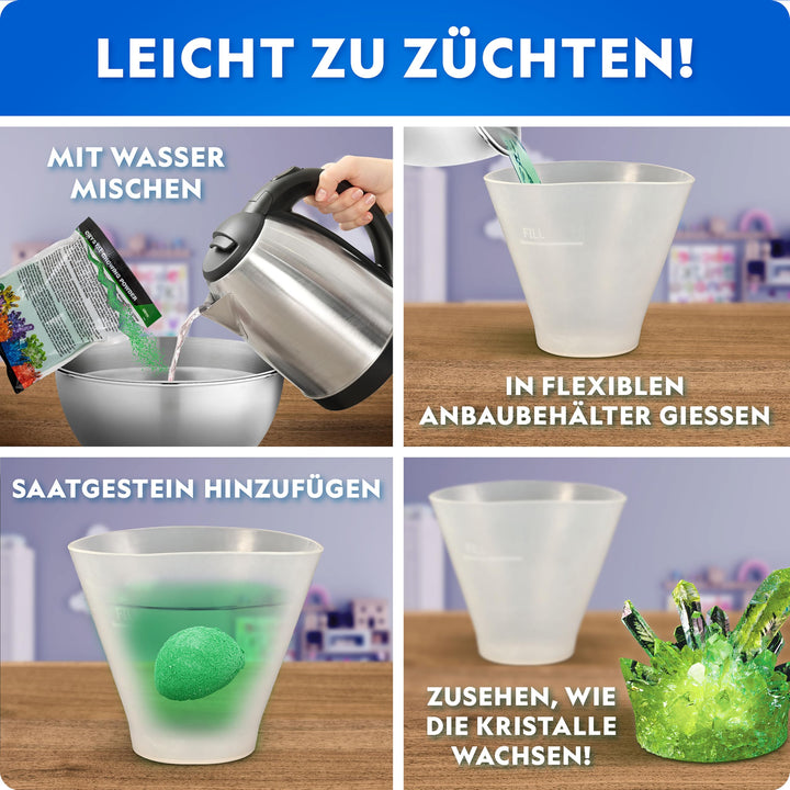 Kristallzucht-Set Kinder 6 Farben mit Leuchtständer &amp; Edelsteinproben - Bild 3
