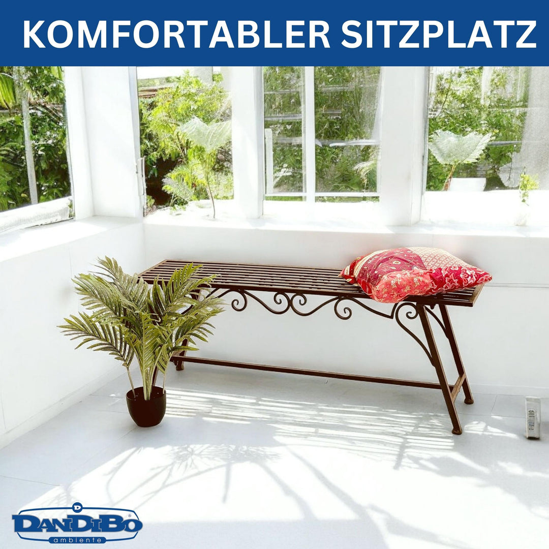 Gartenbank Metall Antik-Design ohne Rückenlehne 120 cm Vintage - Bild 6