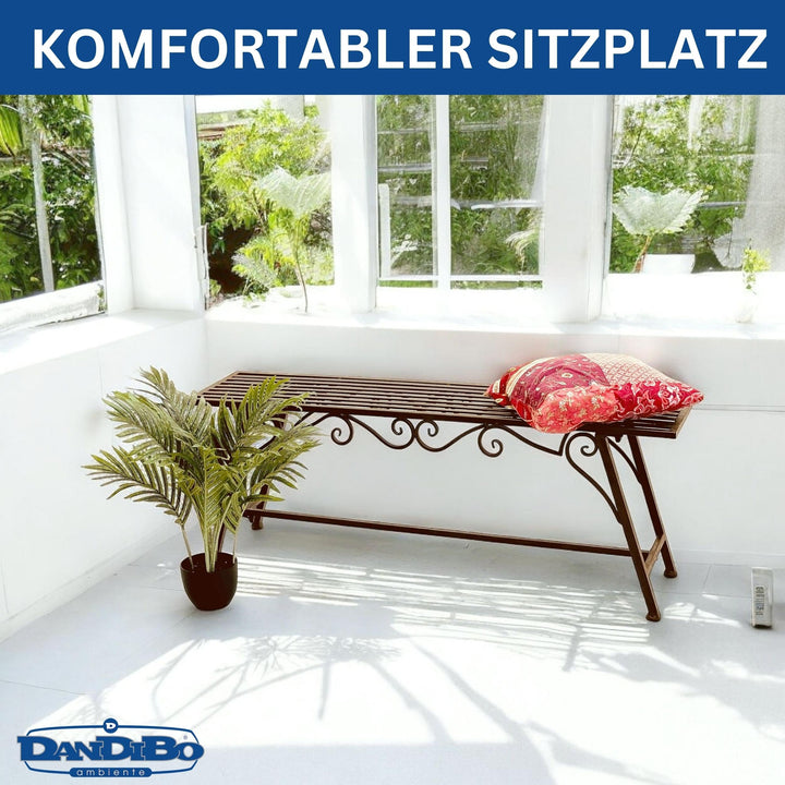 Gartenbank Metall Antik-Design ohne Rückenlehne 120 cm Vintage - Bild 6