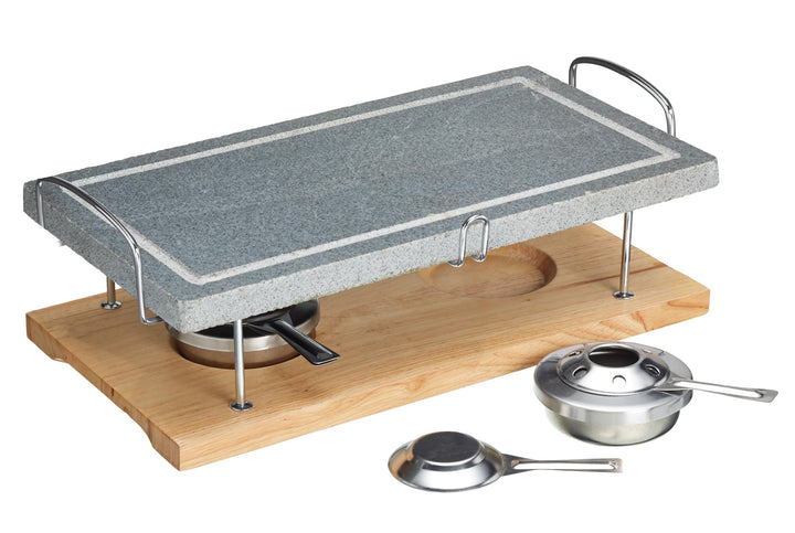 Hot Stone Grill Marmor mit Holzständer für Tisch 41,5x22cm