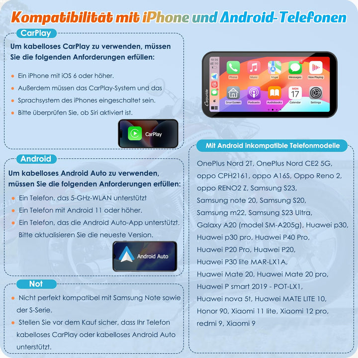 Motorrad-Navi 6,3 Zoll HD IPS Wireless CarPlay Android Auto IP67 - Bild 9