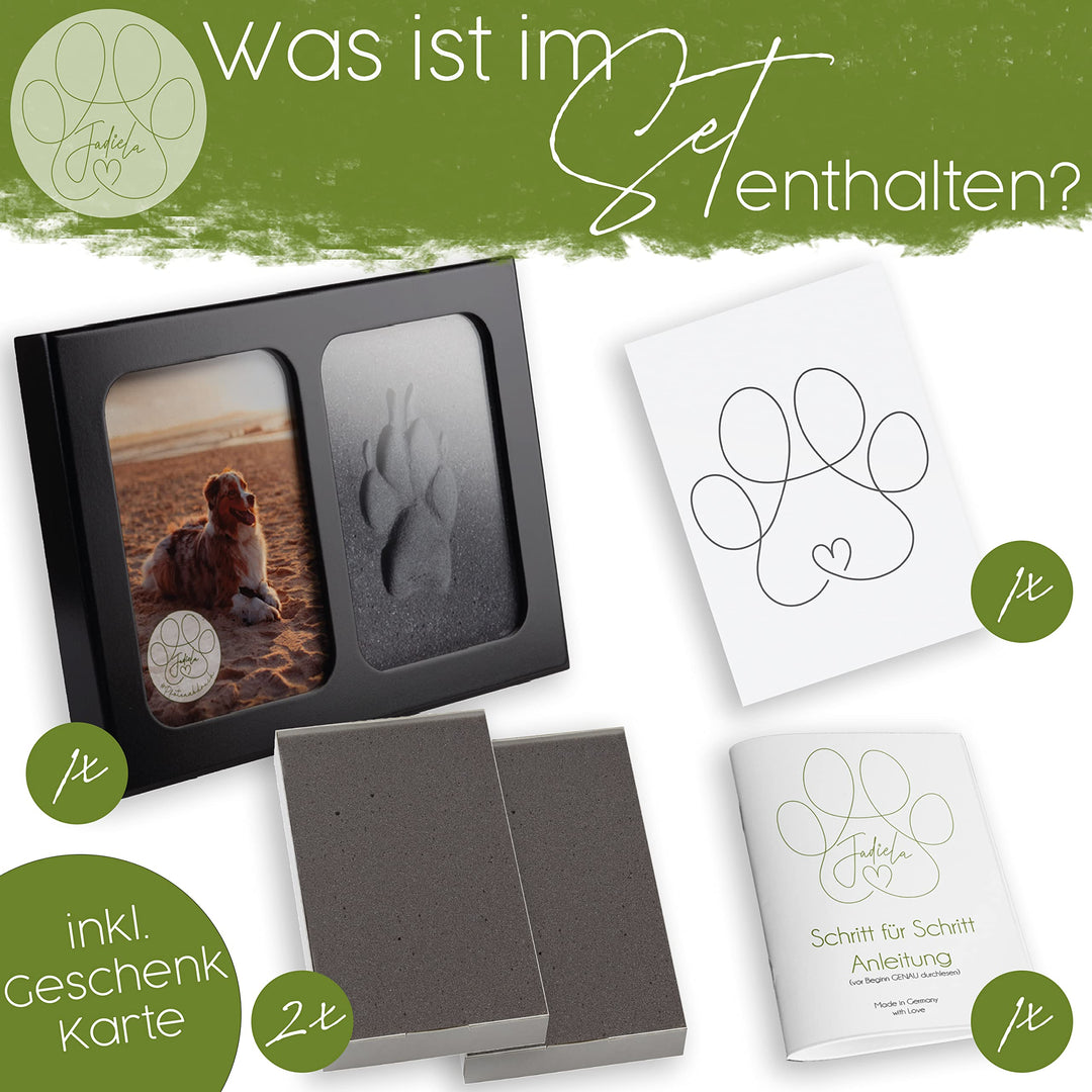 Pfotenabdruck Set 3D Bilderrahmen Hund &amp; Katze Schwarz Made in Germany - Bild 2