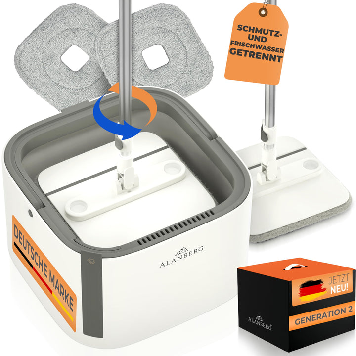 Wischmopp Set mit Eimer 2-Kammer-System Teleskopstiel bis 160 cm - Bild 7