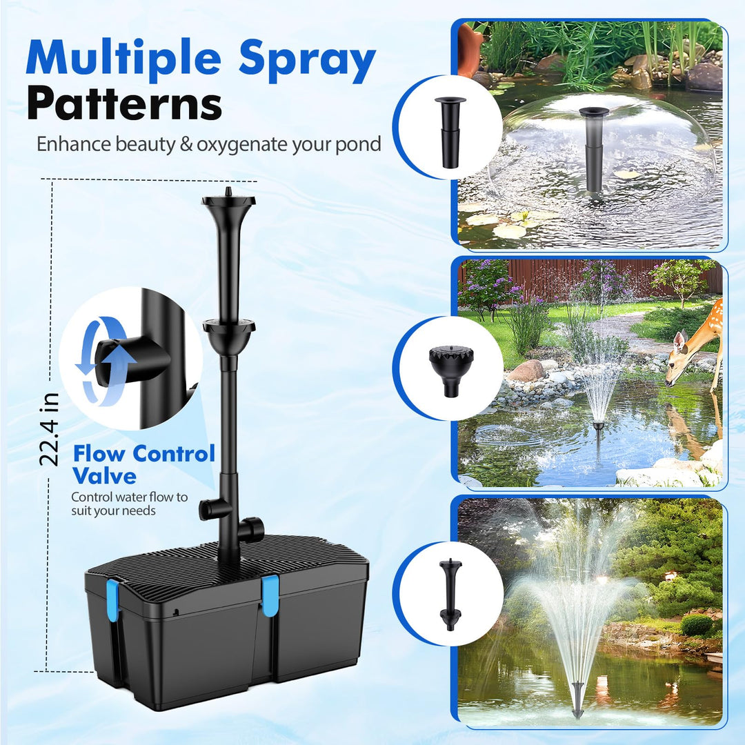 Teichfilter-Set mit Pumpe 50W 2500 l/h und 3 Springbrunnen-Aufsätzen - Bild 5